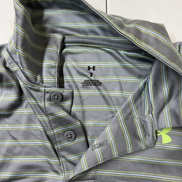 Under Armour Gray and Lime Striped Polo - Picture 3 of 3